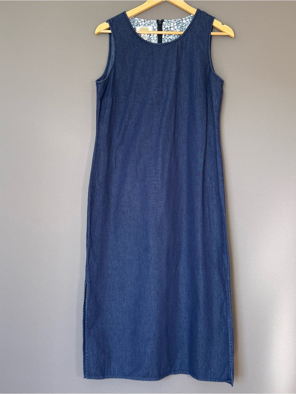vtg 90s Talbots Petites Denim Maxi Dress Blue Size 8 Minimalist